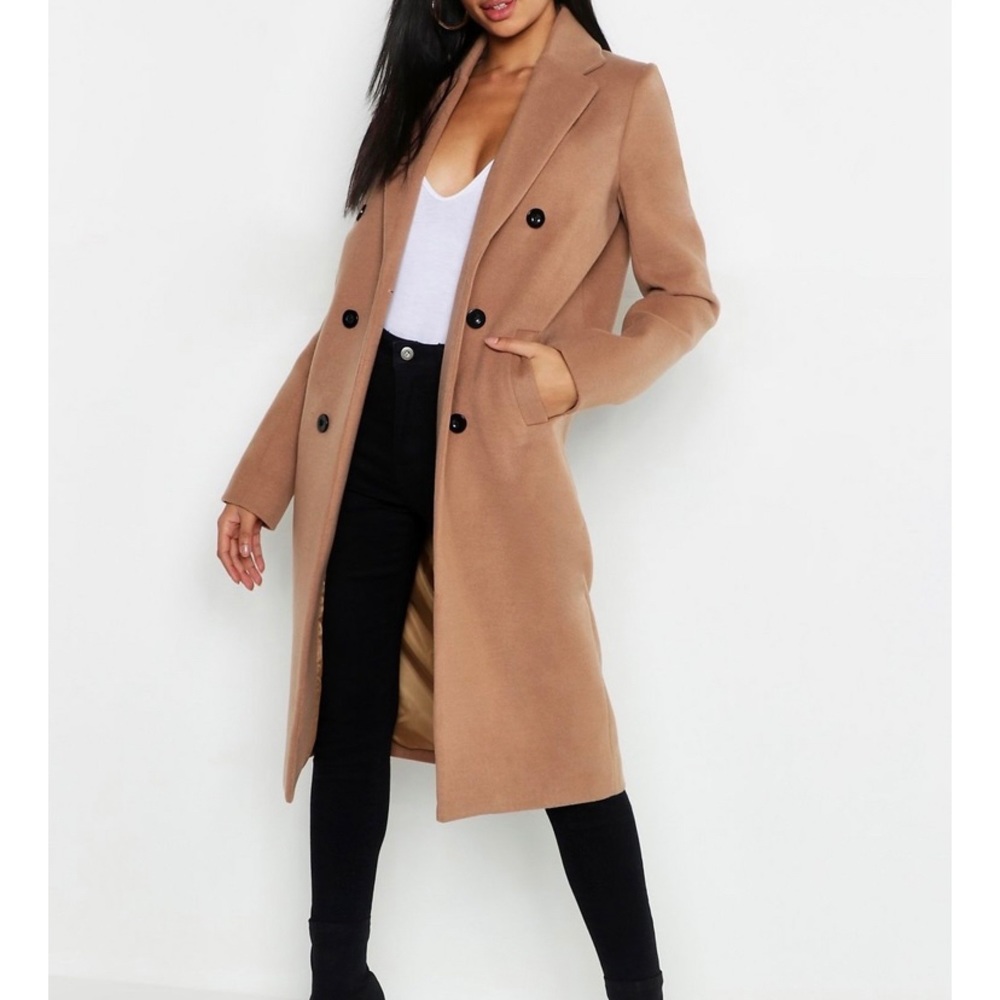Double breasted wool look coat